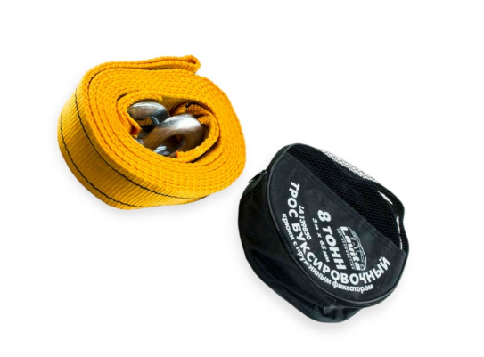 трос буксир. лента   8 т х 5,0м х 65мм крюк/оранж/сумка/полипропилен Lavita