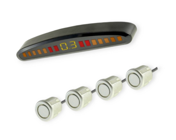 парктроник 4 датчика 18,5 мм Cyclone SL-4D LED дисплей-шкала/звук. сигнал/серый