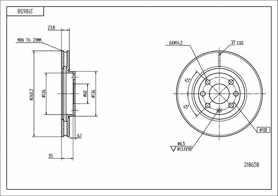 диск тормозной пер. Opel Combo, Corsa, Meriva 02->  (d260x24mm)  (HART)