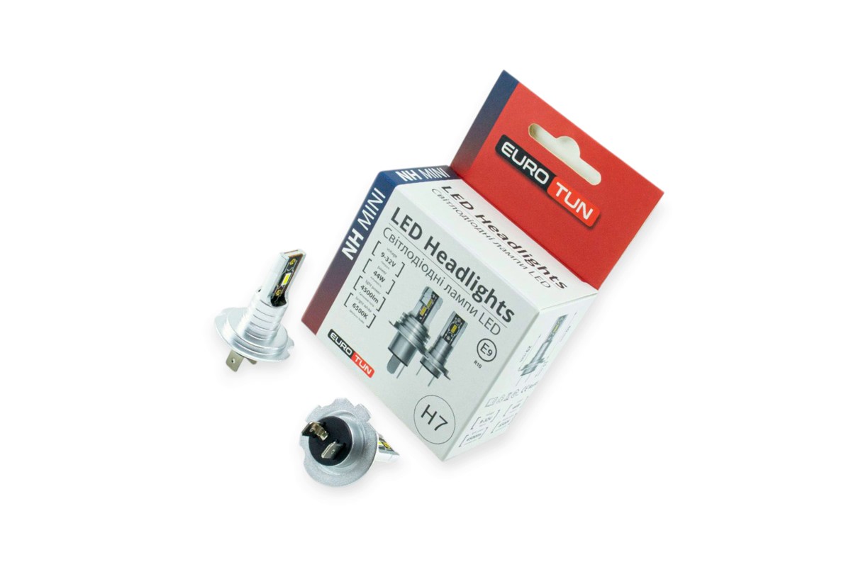 лампа LED H7 12V-24V  44W EUROTUN NHE 4500L 6000K радиатор