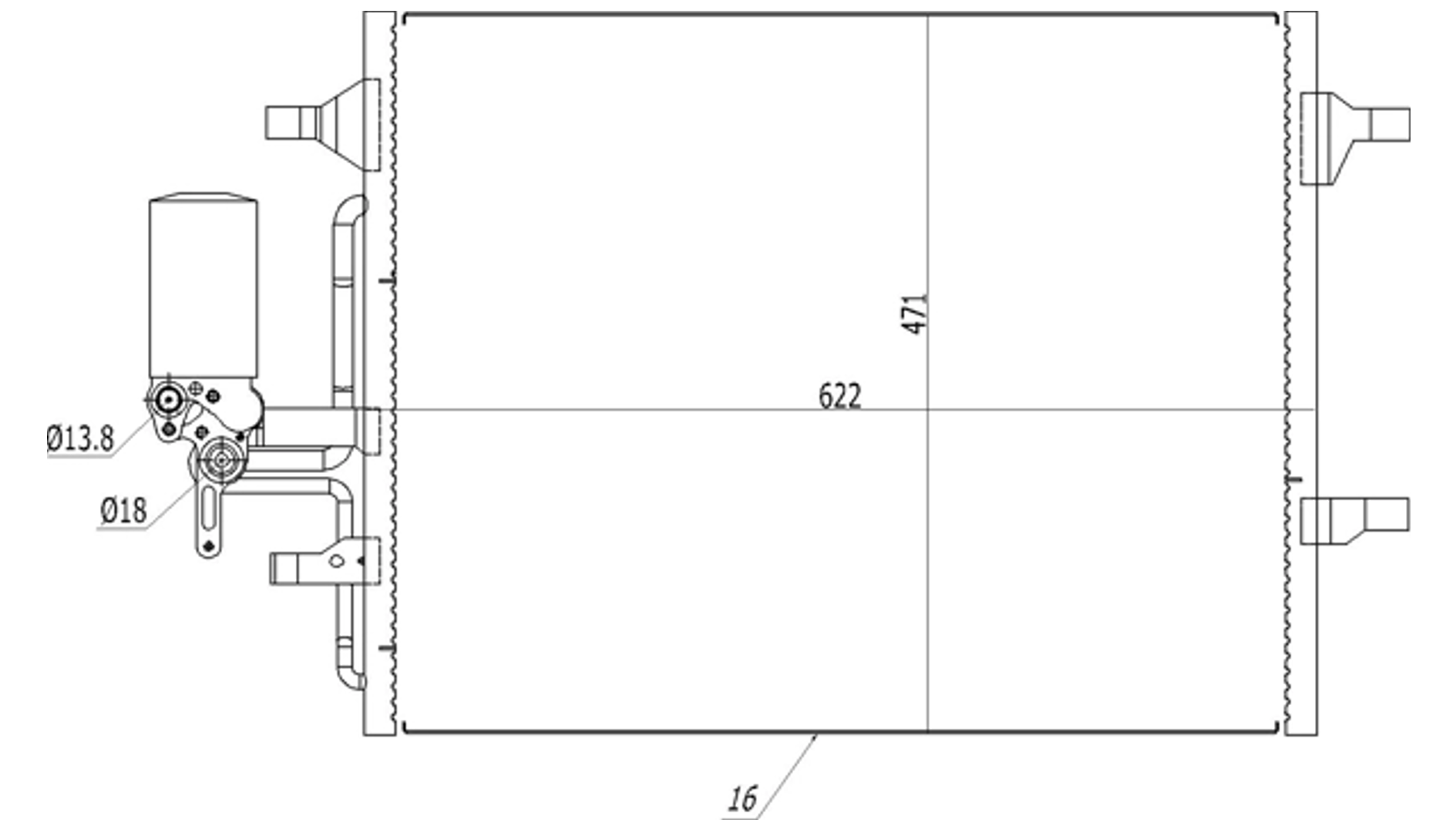 радиатор кондиционера Volvo S60, V60, XC60 10->  (HART)