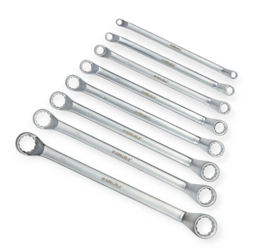 набор ключей накидных изогнутых 6-22 мм 8 шт (планшет) CrV HT-1102 - зображення 2