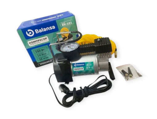 компрессор Balansa 10атм/35л/12А/3м шланг спирал/прикур/насадки/сумка
