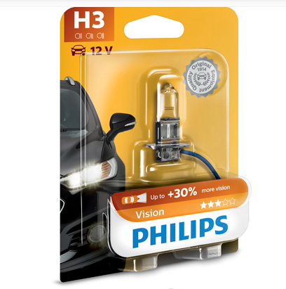 Автомобiльна лампа: 12 [В] H3 Vision 55W цоколь PK22s +30% світла Blister