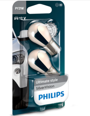 лампа A 12V PY21W BAU15s PHILIPS SilverVision (пара)
