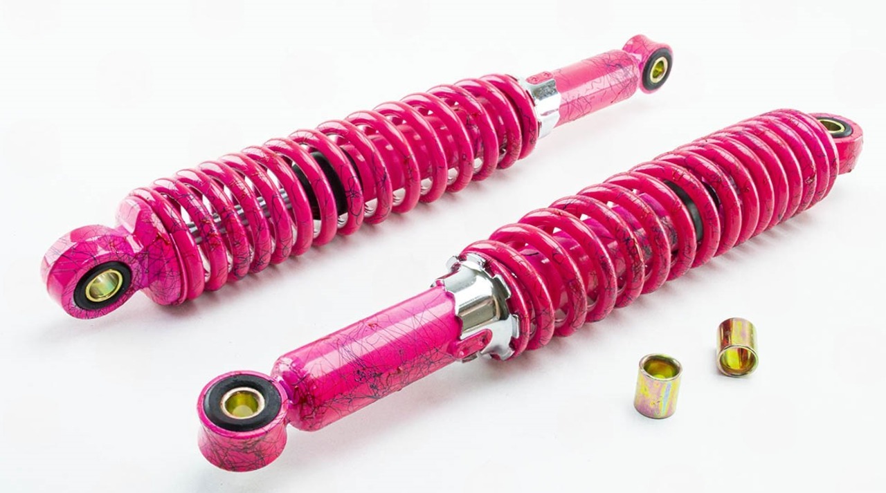 амортизатор задний DELTA/Минск 340мм регулируемые (розовые, паутина) (пара)
