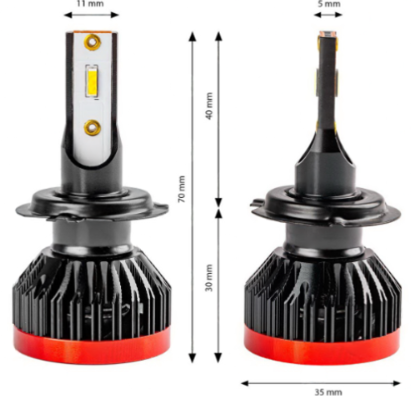 лампа LED H7 12V EUROTUN K2 50W 8000L 6000K радиатор + вентилятор