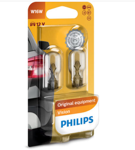 лампа БЦ 12V 16W W2.1х9.5d PHILIPS (пара)