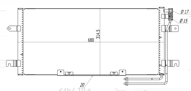 радиатор кондиционера VW T4 1.9-2.5TDI (90-03)  (HART)