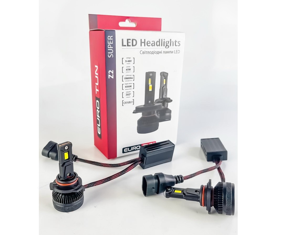лампа LED HB4 12V-24V  65W EUROTUN Z2 10000L 6500К CAN BUS радиатор с вентилят.