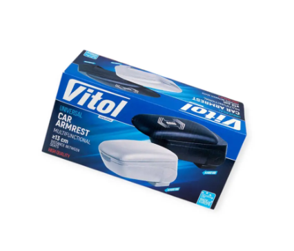 подлокотник - универсальный пластик/кожзам Vitol сдвижной серый HJ48018G - зображення 2