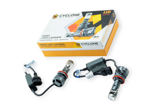 лампа LED H8/H9/H11/H16 12V G10 5500K 30W радіатор + вентилятор+линза