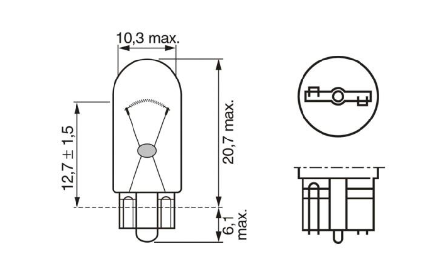 Автомобiльна лампа W5W 12V W-V 1 987 302 206 - зображення 2