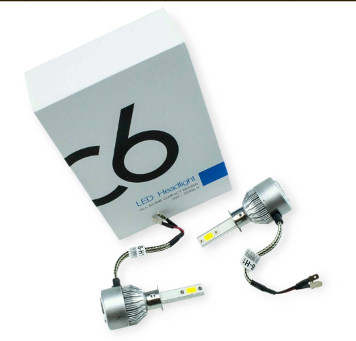 лампа LED H1 12V-24V C6 6000K CHIP COB (металл. корпус) радиатор с вентилятором