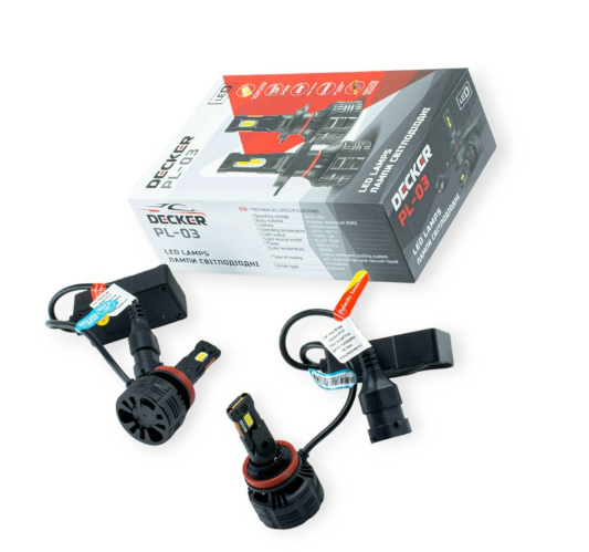 лампа LED H8/H9/H11/H16 12V PL-03 65W 5000K 12000L радиатор c вентилятором + обманка