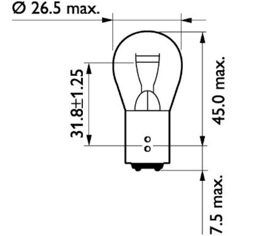 лампа A 24V P21/5W BAY15d PHILIPS 13499CP - зображення 2