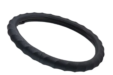 чехол руля  L  кожзам  (39 - 41 см)  черный Vitol  рефленный, один шов, перфор.