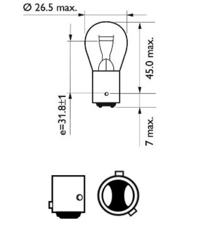 лампа A 12V P21/4W BAZ15d PHILIPS (пара) 12594B2 - зображення 3