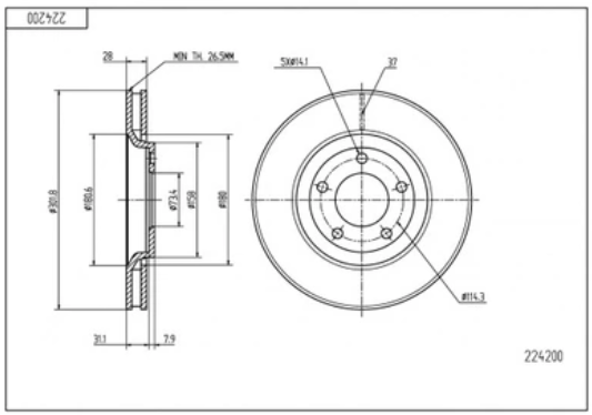 диск тормозной пер. Chrysler Voyager, Dodge Caravan 00-> (d302x28mm)  (HART)