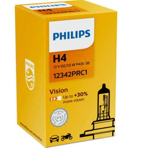 лампа H4 12V 60/55 (43) PHILIPS Premium+30%