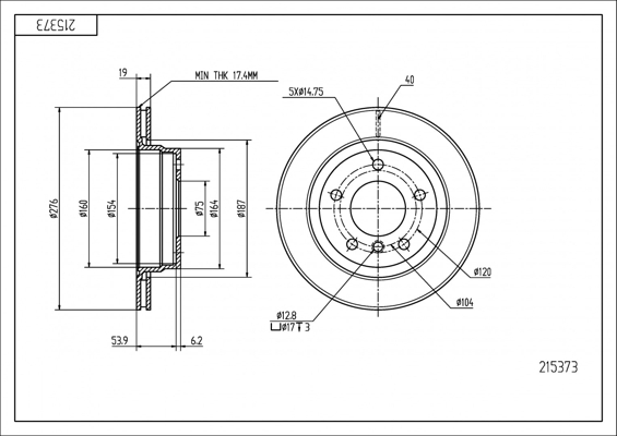 диск тормозной зад. BMW 3 (E36/E46) (276x19mm)  (HART)