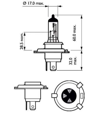лампа H4 12V 60/55 (43) PHILIPS Premium+30% (2шт) 12342PRC2 - зображення 3