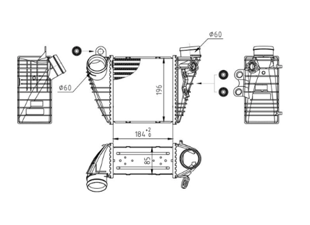 радиатор интеркулера Skoda Octavia, VW Bora, Golf IV 1.8T-1.9TDI (97-05)  (HART)