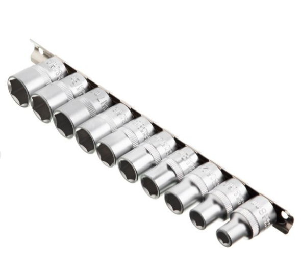 набор головок 1/2"  10 шт,  8-19 мм (планка) ET-6012 - зображення 2