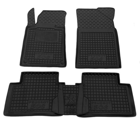 коврики салона Peugeot 508 2010-2018 борт 2,5см, с перемычкой