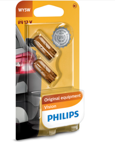 лампа БЦ 12V 5W W2.1х9.5d PHILIPS Orange (пара)