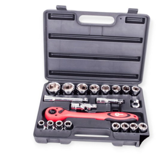 набор инструмента 1/2"  21 шт, 10-32 мм с трещ., удленит., кардан., переход. PROFI  Тайвань ET-6021 - зображення 3
