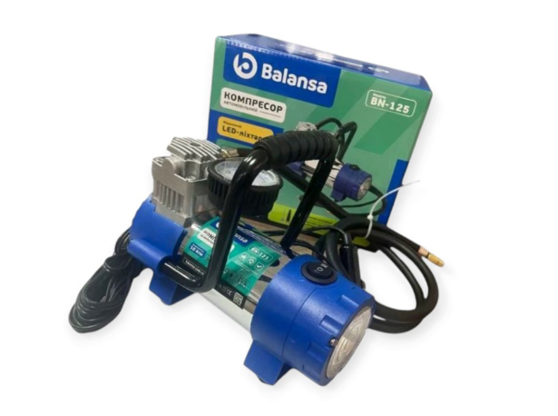 компрессор Balansa 10атм/35л/12А/1м шланг/прикур/насадки/сумка/фонарь