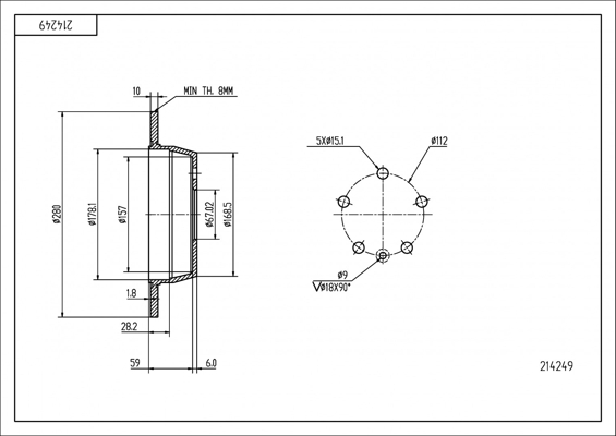 диск тормозной зад. MB Vito 638 (96-03)  (HART)