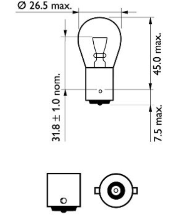 лампа A 12V P21W BA15s PHILIPS VisionPlus+60% (пара) 12498VPB2 - зображення 3