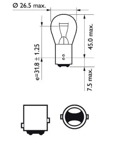 лампа A 12V P21/5W BAY15d PHILIPS 12499CP - зображення 3