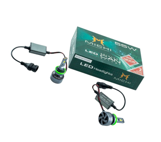 лампа LED H11 12V-24V MICHI Can 55W 5500K 5300L с обманкой радиатор с вентилятором