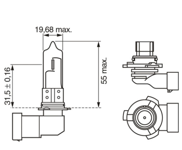 лампа НВ3 12V 65W BOSCH Pure Light 1987302152 - зображення 2