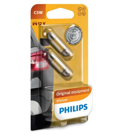 лампа AC салона 12V 5W 11*38mm SV8,5 PHILIPS (пара)