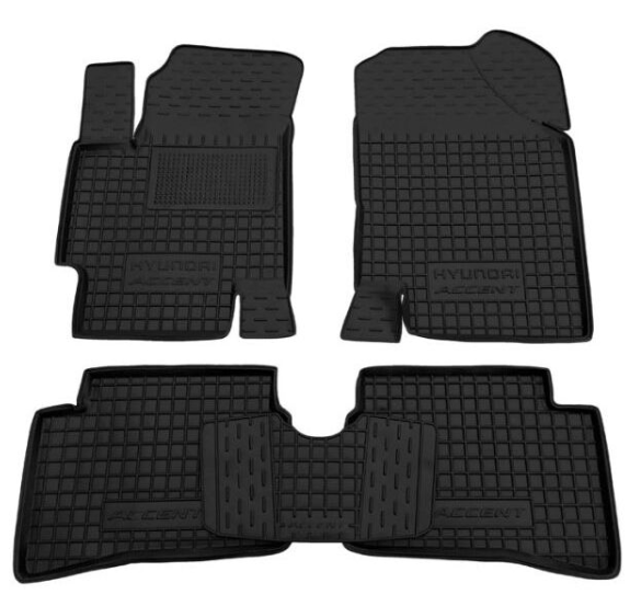 коврики салона Hyundai Accent III, Kia Rio II 2005-2010  борт 2,5см, с перемычкой