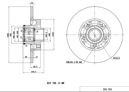 диск тормозной зад. Opel Vivaro 14-> (d280x12) (HART)
