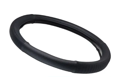 чехол руля  L  кожзам  (39 - 41 см)  черный Vitol  2 черные вставки