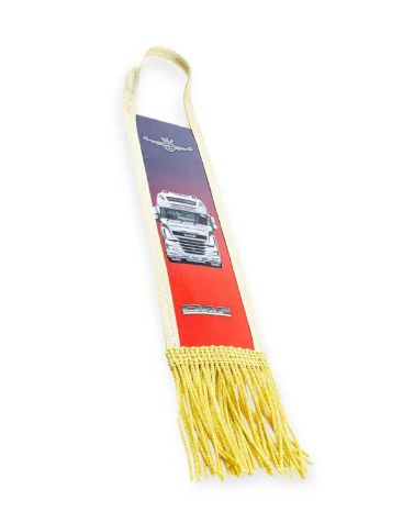 сувенир на зеркало "Вымпел DAF" прямоугольный полосой (фура, эмблема, бахрома снизу)