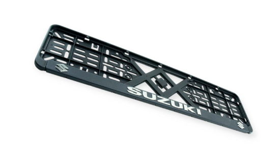 рамка под номер книжка  "SUZUKI"  рельефная хром улучшенная