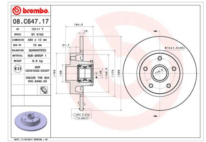 Гальмівний диск 08.C647.17 - зображення 2