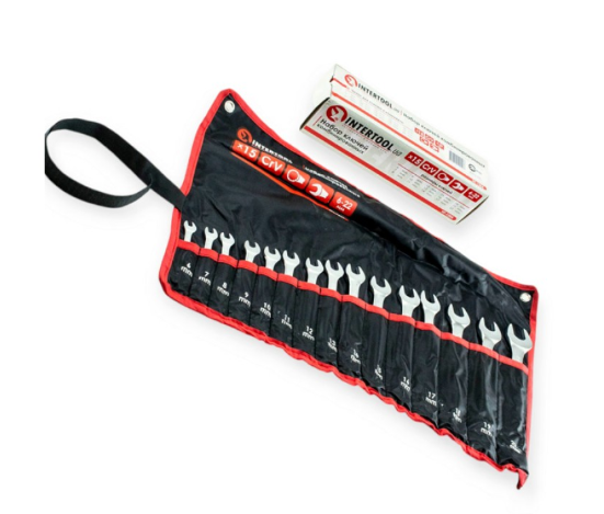 набор ключей рожково-накидных  6-22 мм 15 шт (ткан. чехол) CrV