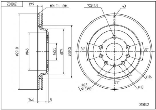 диск тормозной зад. Opel Vectra C (292mm20mm)  (HART)