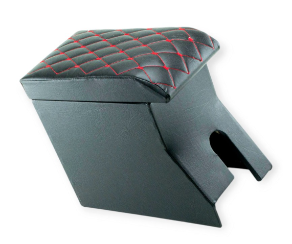 подлокотник Daewoo Lanos  черный  с красной вышивкой РОМБ (кожзам)