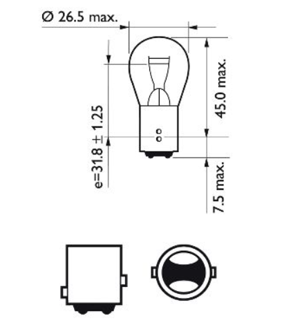 лампа A 12V P21/5W BAY15d PHILIPS LLECO 12499LLECOCP - зображення 2