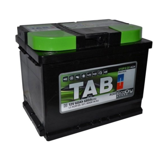 АКБ TAB Ecodry AGM, 60Ah, 680A EN, 242x175x190, B13, правый "+", AGM Аккумулятор (START-STOP)