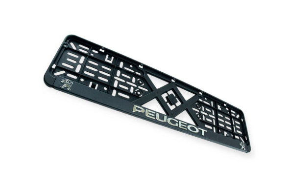 рамка под номер книжка  "PEUGEOT"  рельефная хром улучшенная